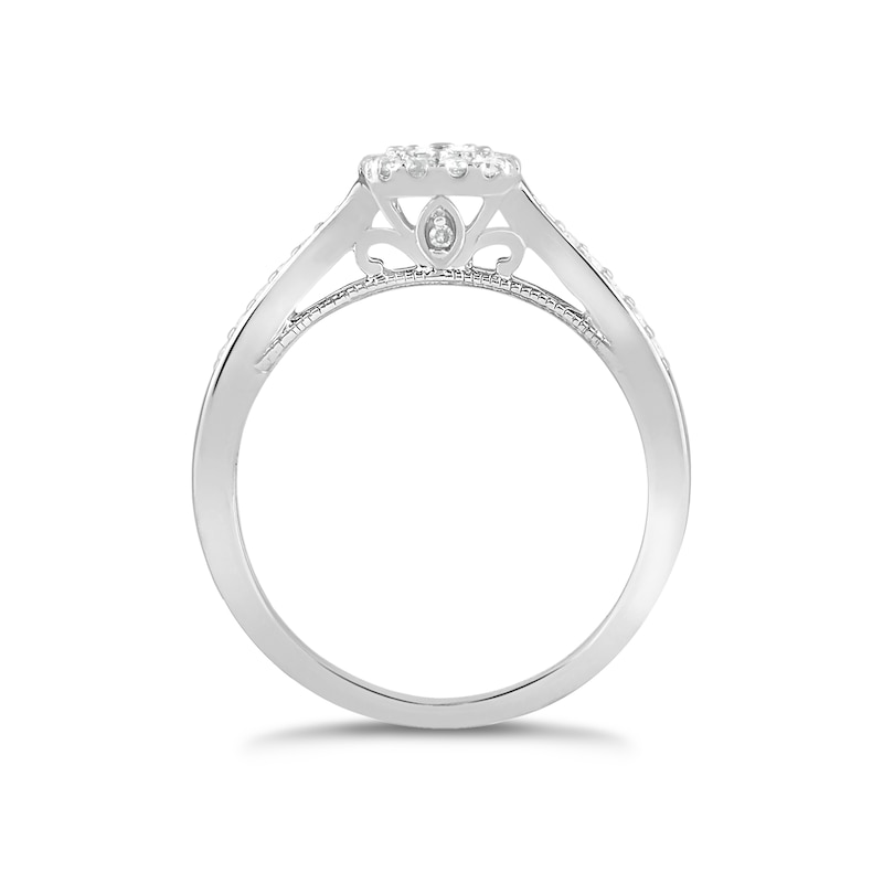 Main Image 3 of Princessa 18ct White Gold 1/3ct Diamond Cluster Ring