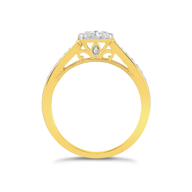 Main Image 3 of Princessa 18ct Yellow Gold 1/3ct Diamond Cluster Ring