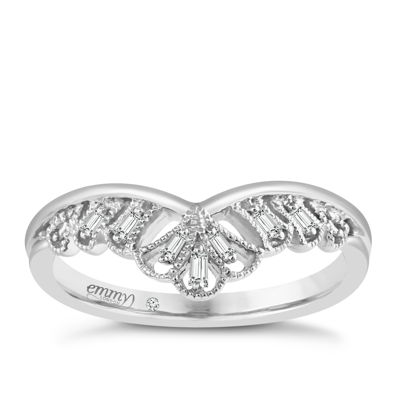 Emmy London Platinum Baguette Diamond Ring