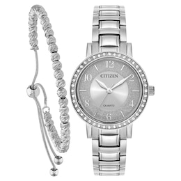 Citizen Ladies' Crystal Bracelet Watch & Bracelet Gift Set