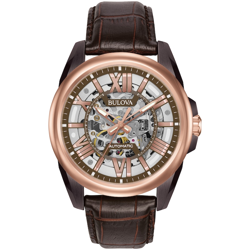 Bulova Men's Classic Automatic Brown Leather Strap Watch