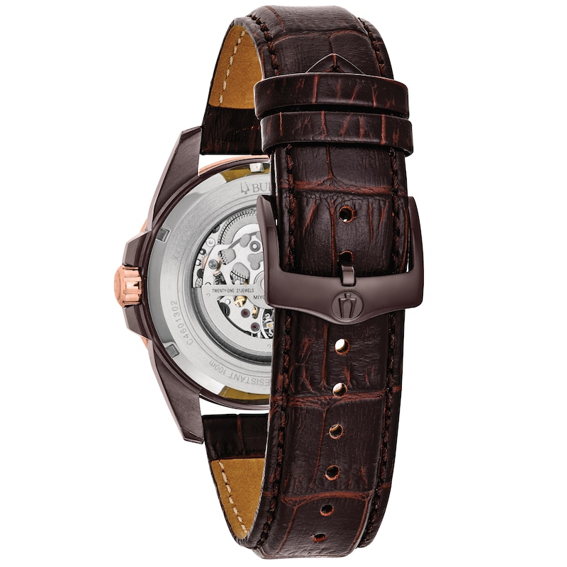 Bulova Men's Classic Automatic Brown Leather Strap Watch