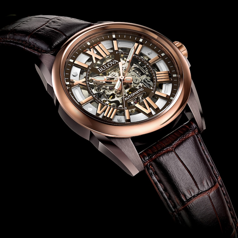 Bulova Men's Classic Automatic Brown Leather Strap Watch