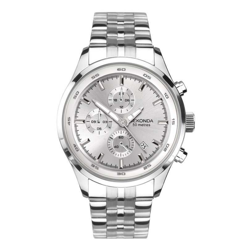 Main Image 1 of Sekonda Men's Dual-Time Silver Dial Stainless Steel Bracelet Watch