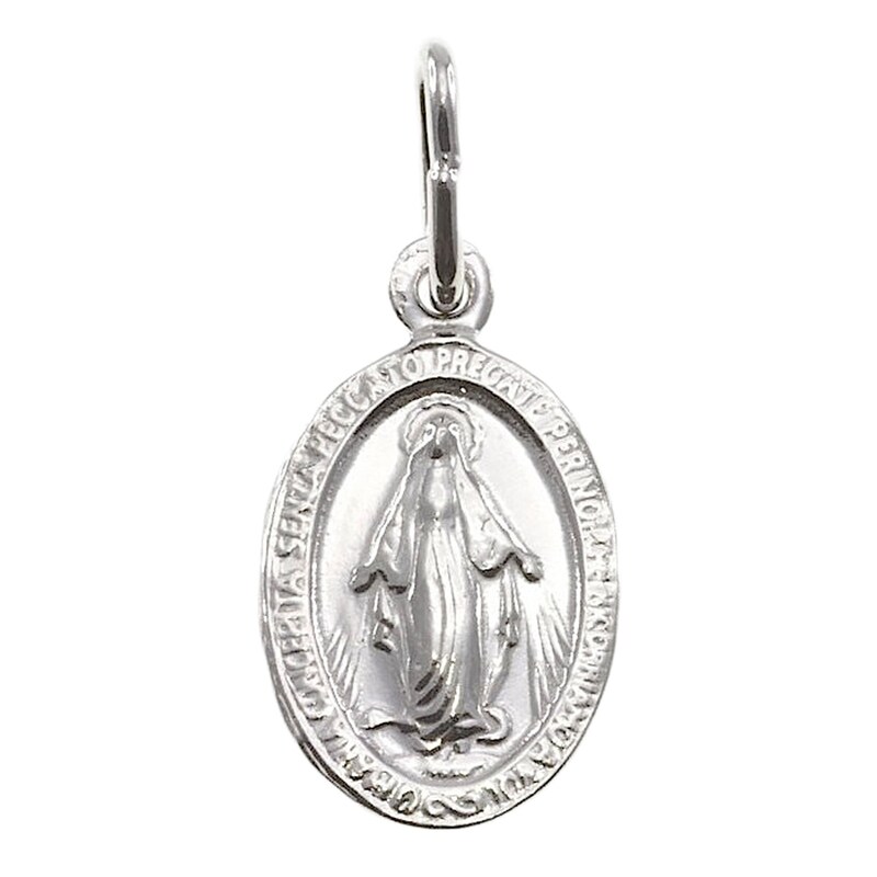 Cailin Silver Two Sided Miraculous Medals 15 inches Pendant