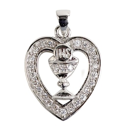 Cailin Silver Rhodium Plated Chalice Heart Pendant 15 inches
