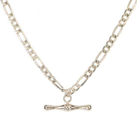 9ct Yellow Gold 18 Figaro T-bar Necklace