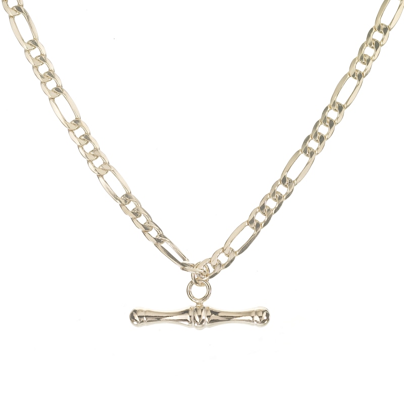 Main Image 1 of 9ct Yellow Gold 18" Figaro T-bar Necklace