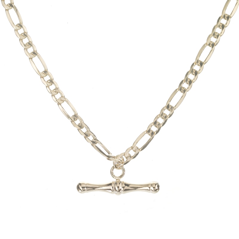 9ct Gold 18 Inch Figaro T-bar Necklace