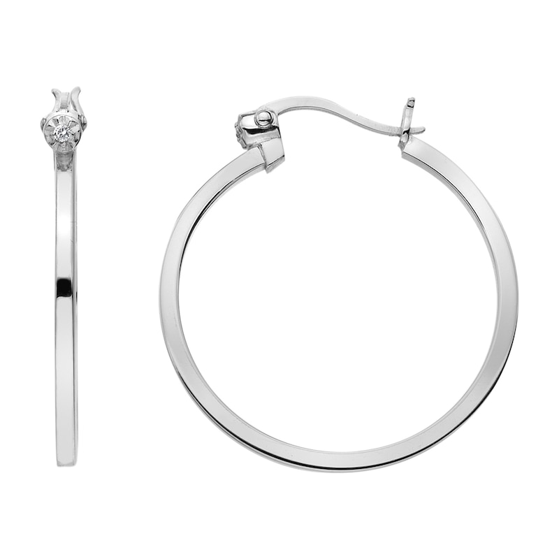 Main Image 1 of Hot Diamonds Sterling Silver Diamond 25mm Hoop Earrings