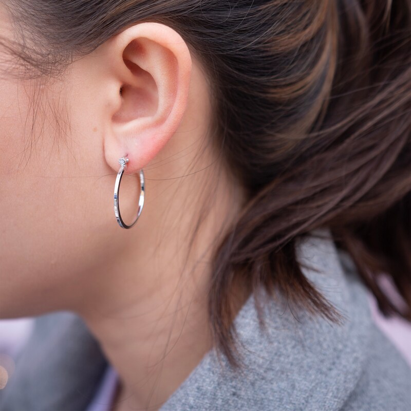 Main Image 2 of Hot Diamonds Sterling Silver Diamond 25mm Hoop Earrings