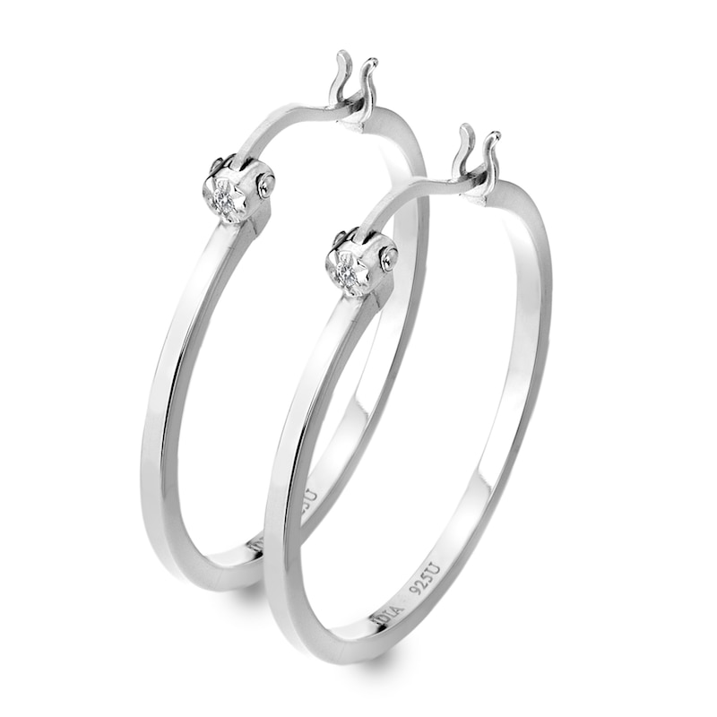 Main Image 3 of Hot Diamonds Sterling Silver Diamond 25mm Hoop Earrings