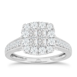 Princessa 9ct White Gold 1ct Diamond Ring