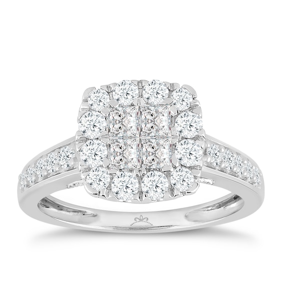 Princessa 9ct White Gold 1ct Diamond Ring