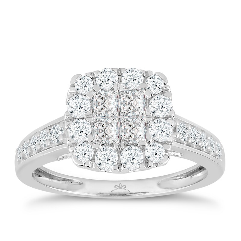 Main Image 1 of Princessa 9ct White Gold 1ct Diamond Ring