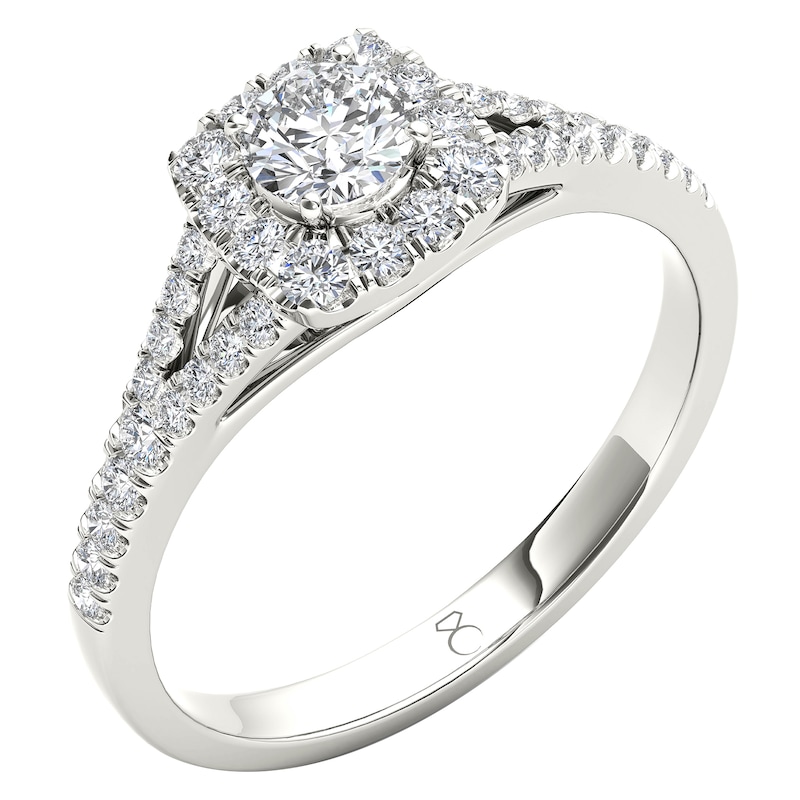 Main Image 2 of The Diamond Story 18ct White Gold Halo 0.50ct Total Diamond Ring