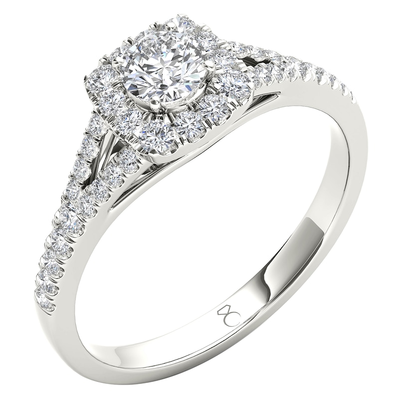 The Diamond Story 18ct White Gold Halo 0.50ct Total Diamond Ring