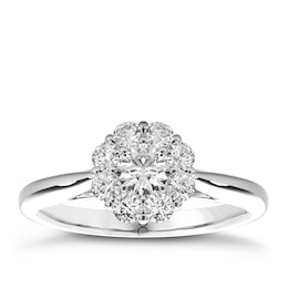 The Diamond Story 18ct White Gold Flower Cluster 0.50ct Total Diamond Ring