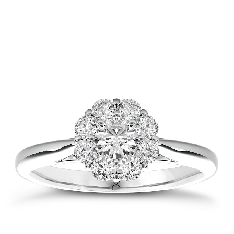 Main Image 1 of The Diamond Story 18ct White Gold Flower Cluster 0.50ct Total Diamond Ring