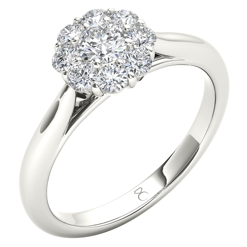 Main Image 2 of The Diamond Story 18ct White Gold Flower Cluster 0.50ct Total Diamond Ring