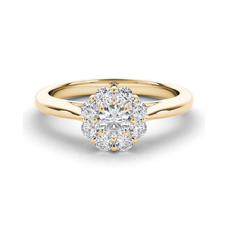 The Diamond Story 18ct Yellow Gold Flower Cluster 0.50ct Total Diamond Ring