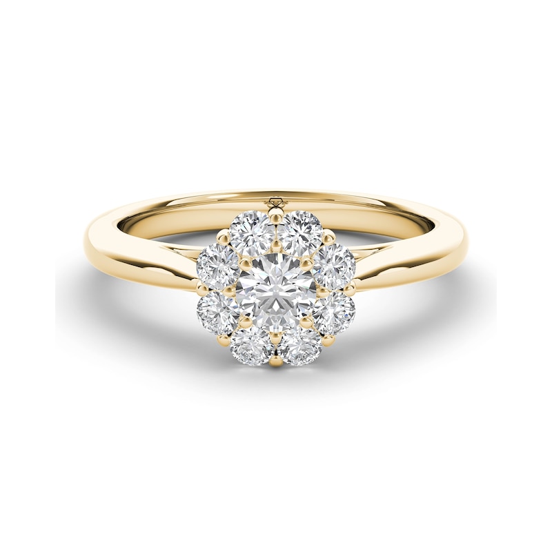 Main Image 1 of The Diamond Story 18ct Yellow Gold Flower Cluster 0.50ct Total Diamond Ring