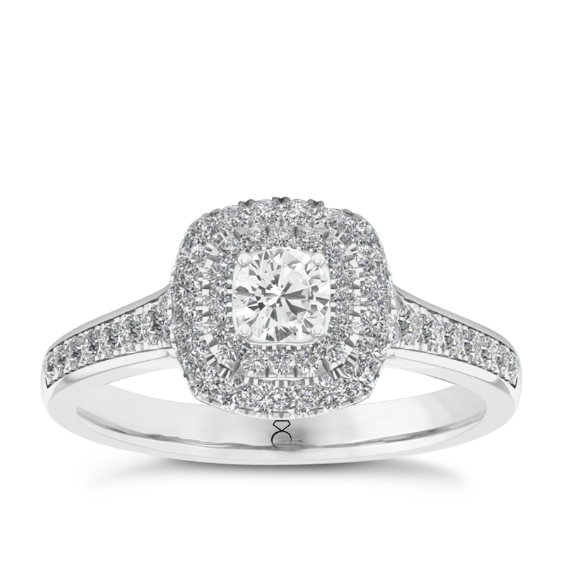 Main Image 1 of The Diamond Story 18ct White Gold Double Halo 0.50ct Total Diamond Ring