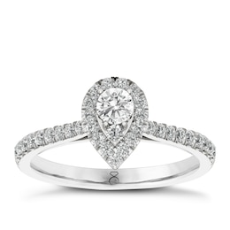 The Diamond Story 18ct White Gold Pear 0.50ct Total Diamond Ring