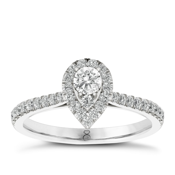 The Diamond Story 18ct White Gold Pear 0.50ct Total Diamond 