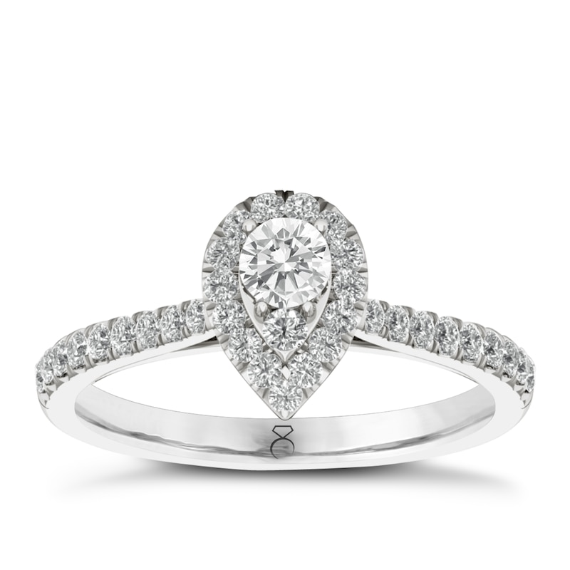 The Diamond Story 18ct White Gold Pear 0.50ct Total Diamond Ring