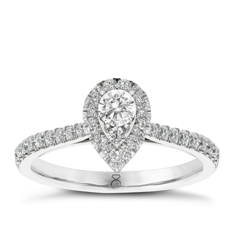 Main Image 1 of The Diamond Story 18ct White Gold Pear 0.50ct Total Diamond Ring