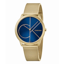 Calvin Klein Minimal Men's Gold Tone Mesh Bracelet Watch