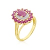 Thumbnail Image 2 of 9ct Yellow Gold Ruby & Diamond Double Halo Ring