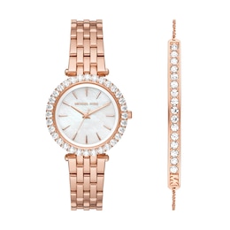 Michael Kors Rose Gold Tone Watch & Bracelet Gift Set