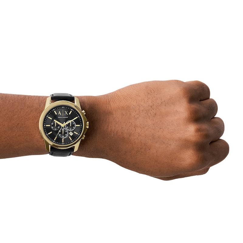 Main Image 4 of Armani Exchange Black Leather Strap Watch Gift Set