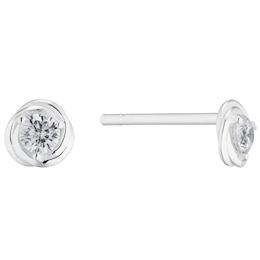 Sterling Silver Twisted Cubic Zirconia Stud Earrings