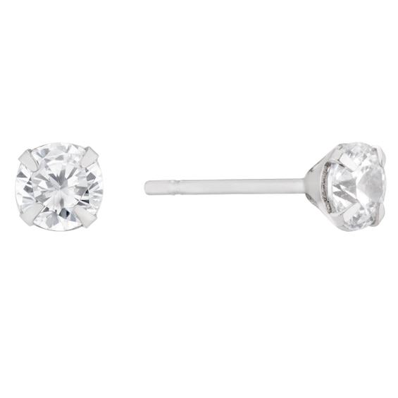 9ct White Gold Cubic Zirconia Stud Earrings