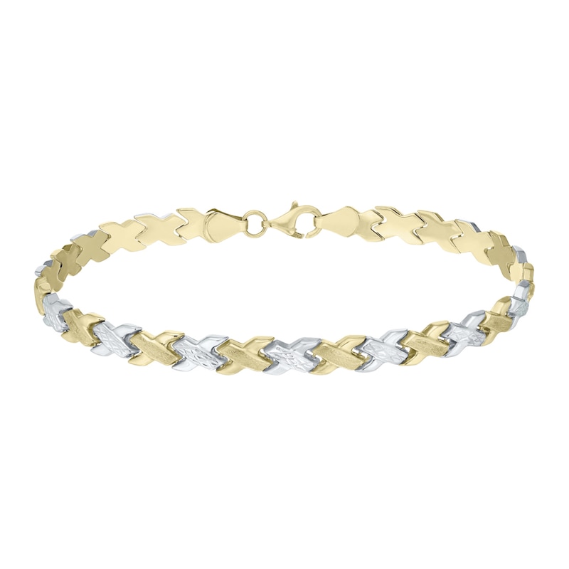 Main Image 2 of 9ct Two-Tone Gold Matt & Polished Bracelet
