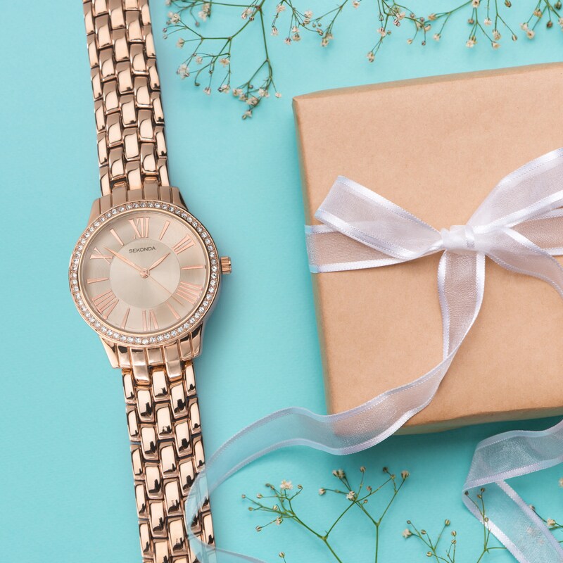 Main Image 9 of Sekonda Charlotte Ladies' Rose Gold Plated Bracelet Watch