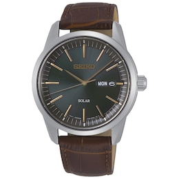 Seiko Solar Men's Brown Leather Strap Watch