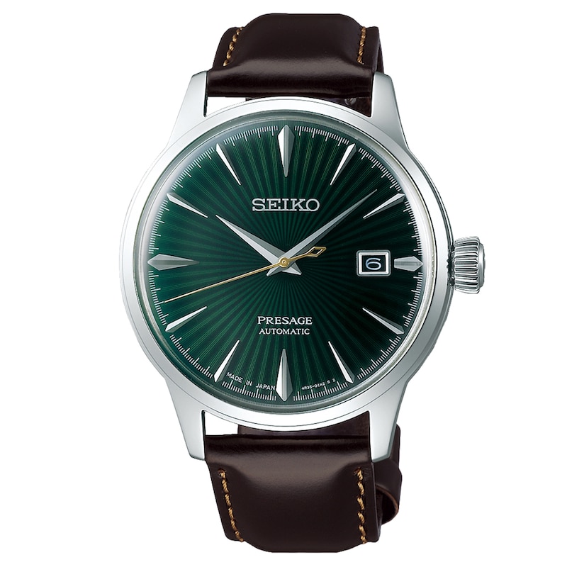 Seiko Presage Men's Dark Brown Leather Strap Watch