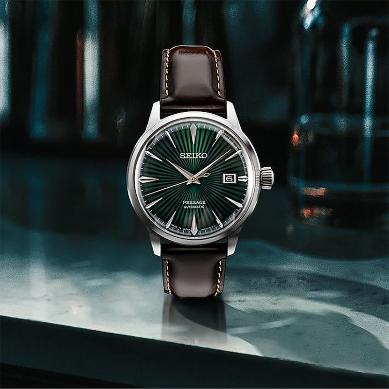 Main Image 3 of Seiko Presage Men's Dark Brown Leather Strap Watch