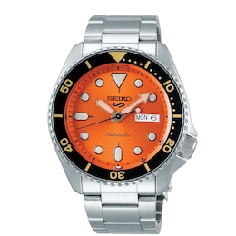 Seiko 5 Sports Men's Orange Dial Stainless Steel Bracelet Watch