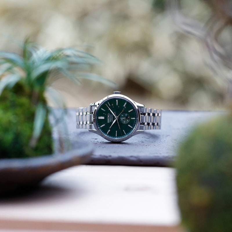 Seiko Presage Men's Green Dial Stainless Steel Bracelet Watch
