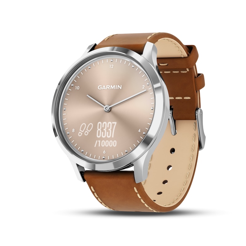 Main Image 5 of Garmin Vivomove HR Tan Leather Strap Hybrid Smartwatch
