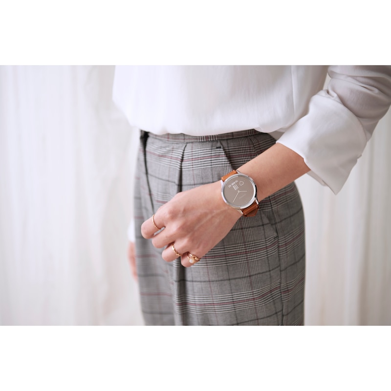 Main Image 8 of Garmin Vivomove HR Tan Leather Strap Hybrid Smartwatch