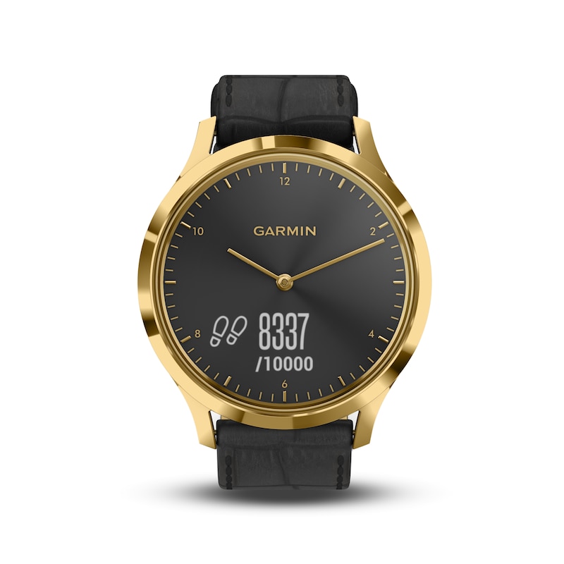 Main Image 1 of Garmin Vivomove HR Black Leather Strap Hybrid Smartwatch