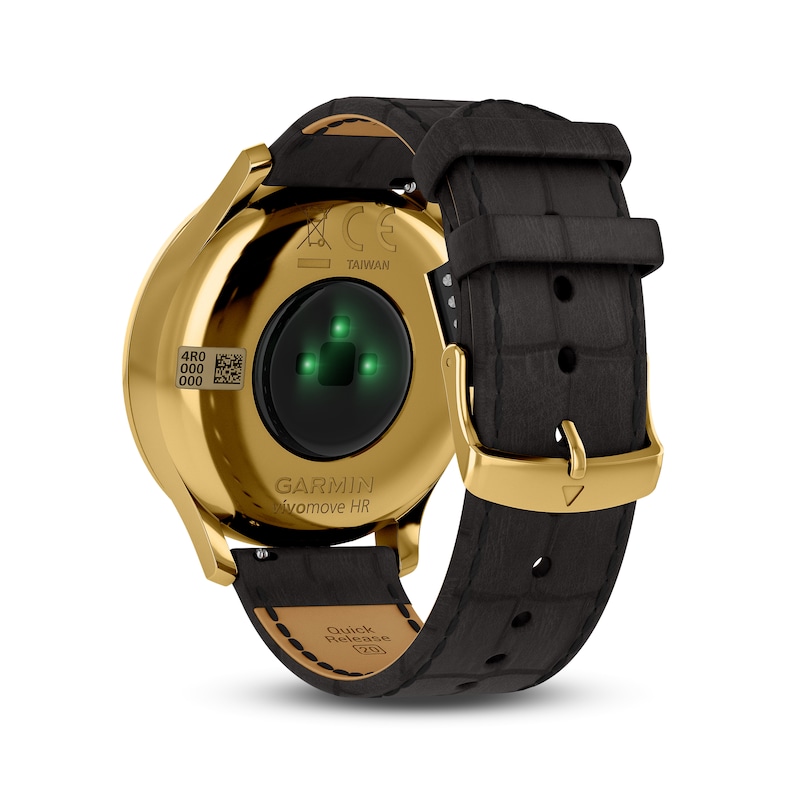 Main Image 7 of Garmin Vivomove HR Black Leather Strap Hybrid Smartwatch