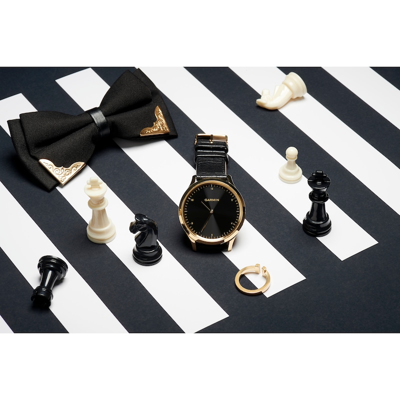 Main Image 17 of Garmin Vivomove HR Black Leather Strap Hybrid Smartwatch