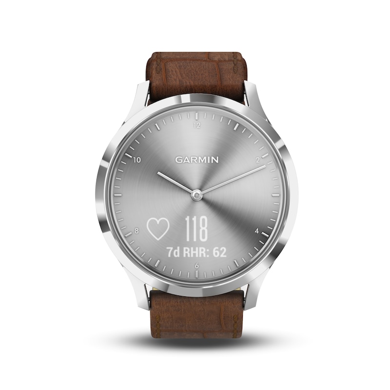 Main Image 1 of Garmin Vivomove HR Brown Leather Strap Hybrid Smartwatch